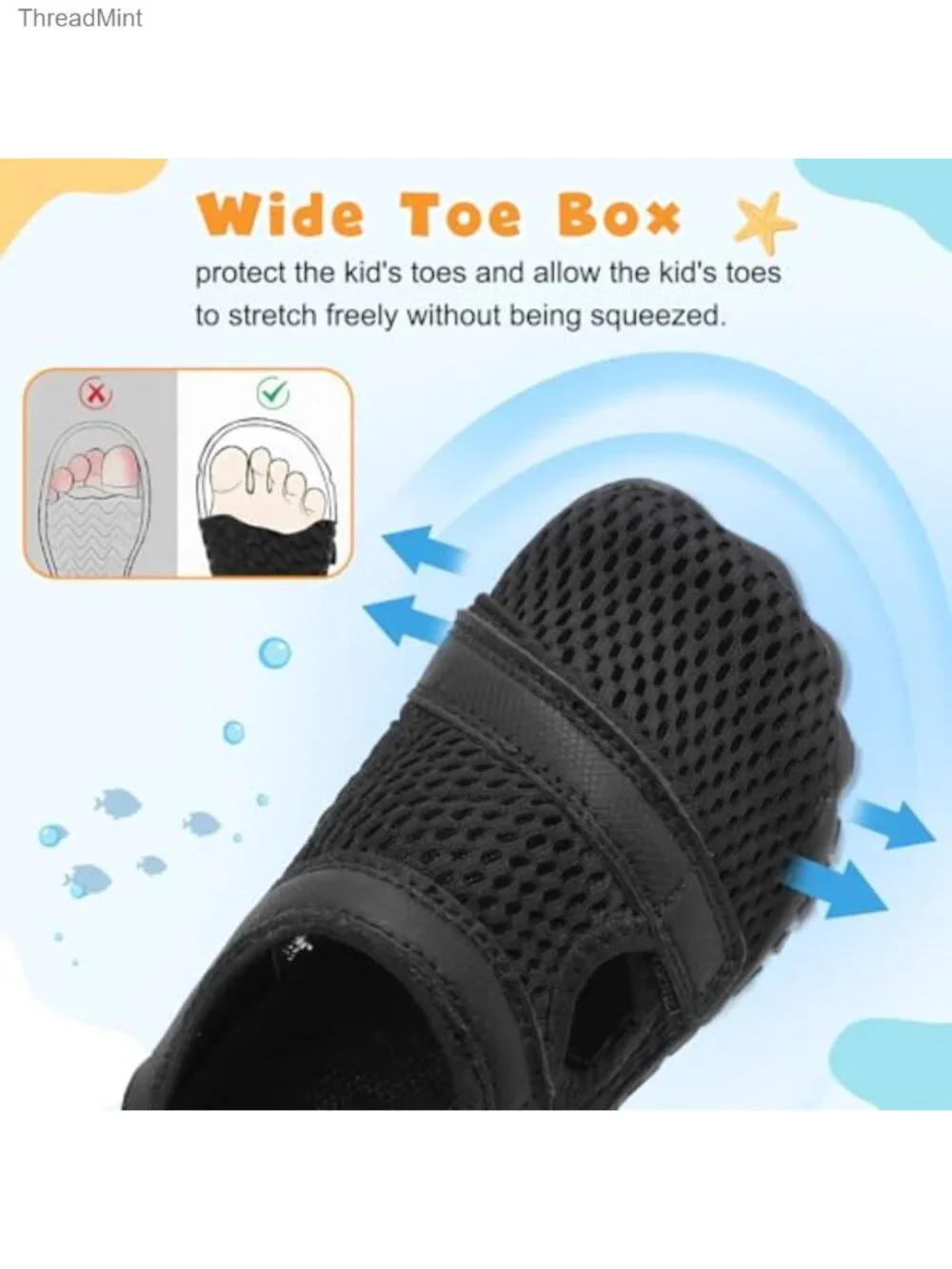 Kids Wide Barefoot Water Sandals Non-Slip Swim Hiking Shoes